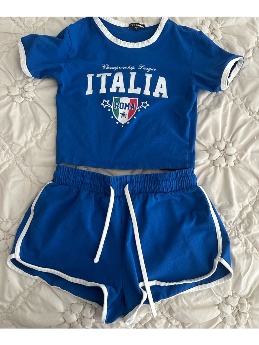 Italia ROMA Blue Crop Tee & Shorts Set